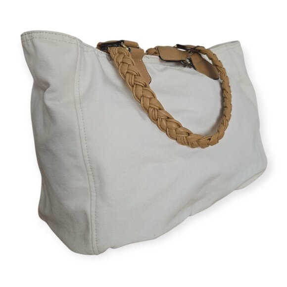 XOXO Floral Canvas Tote Bag Braided Faux Leather Handles - Picture 7 of 12